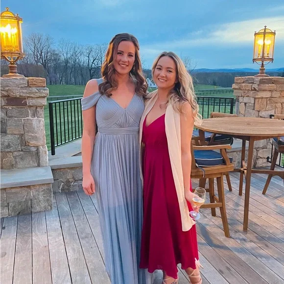 Azazie Calla Maxi dress dusty blue mesh sz 6 NWOT - Picture 5 of 5